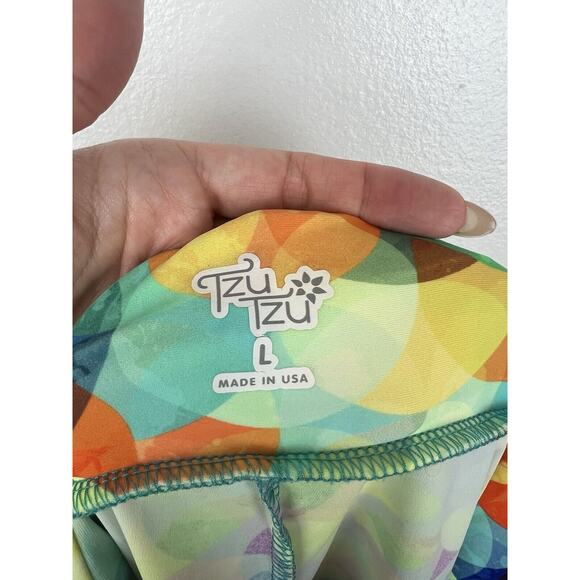 TZU TZU Samba Eclipse Skort Size L Pleat Ruffle Skirt Colorful Print Golf Pocket - Picture 9 of 9